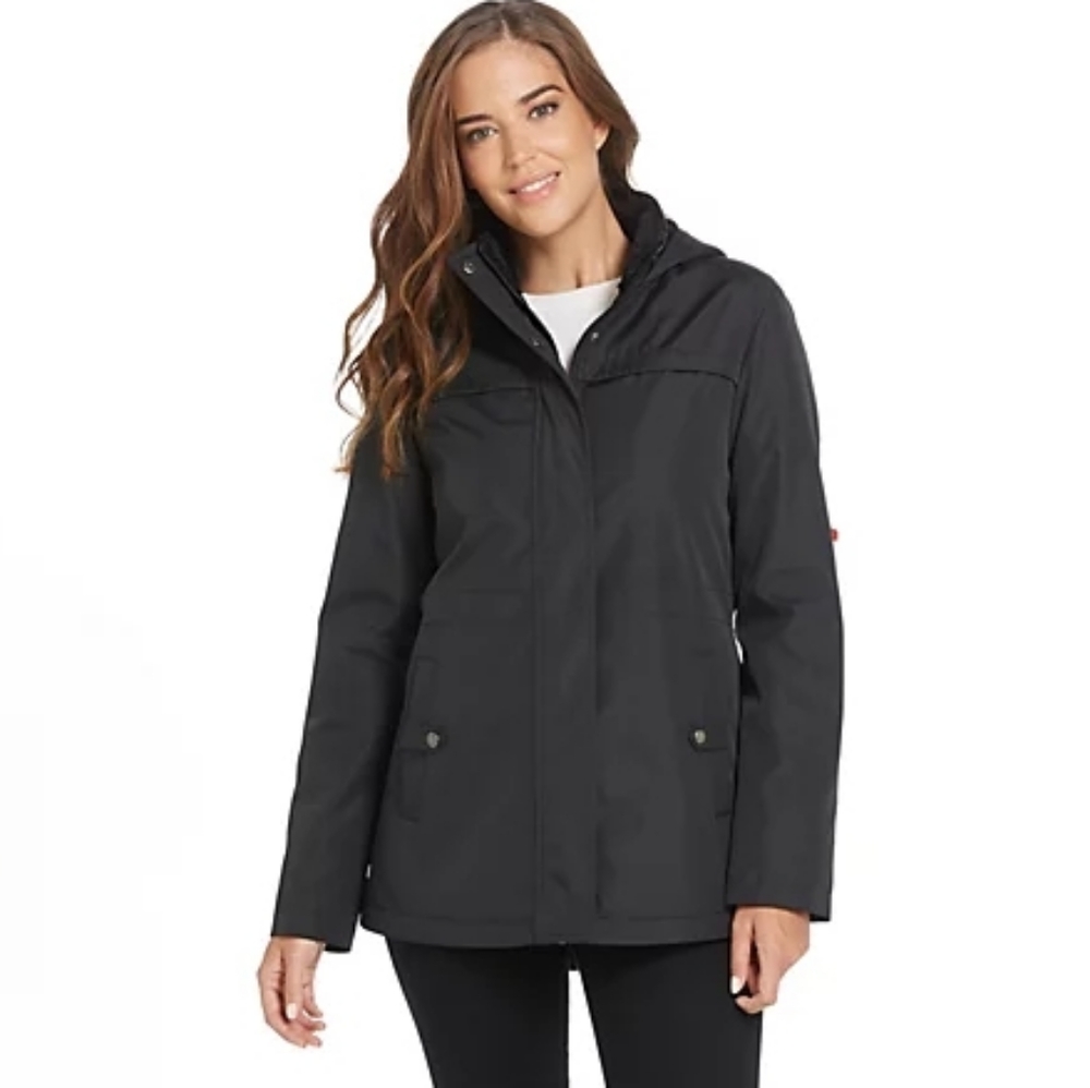 💯WEATHERPROOF Black Bonded Hooded Anorak Coat